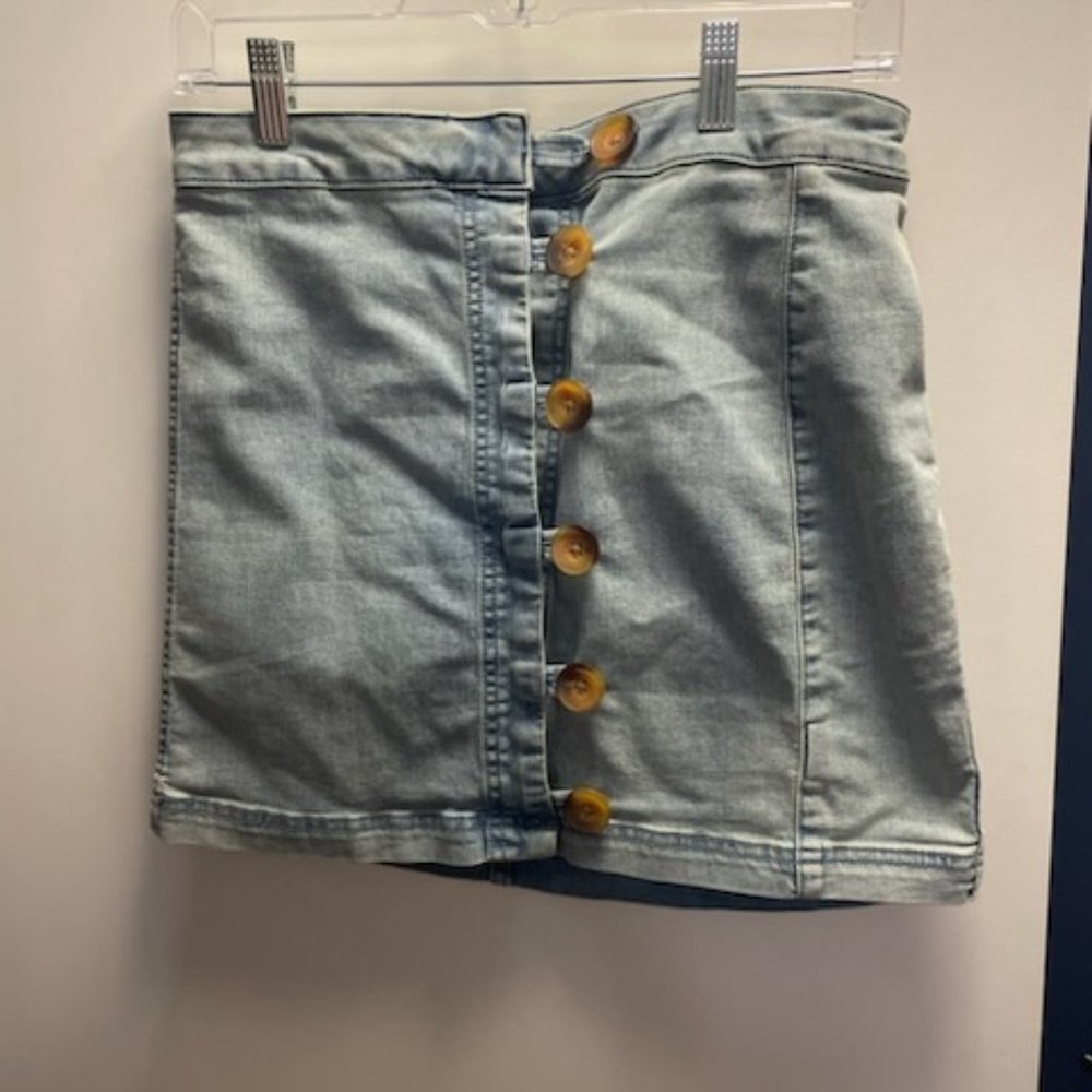 Free People Denim Button-up Mini Skirt